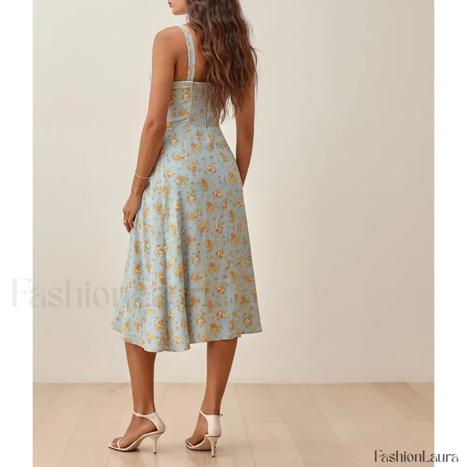 Square Bow Slit Floral Dress - Image 5