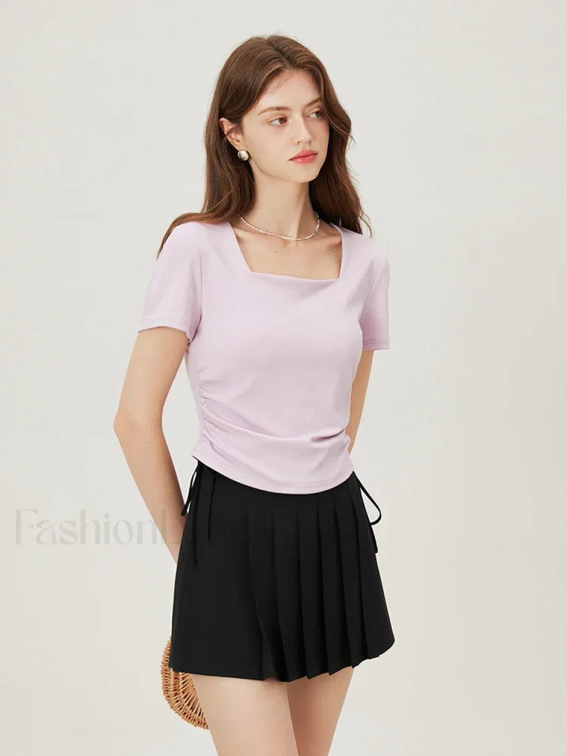 Square Collar Casual Elegant T-Shirt - Image 11