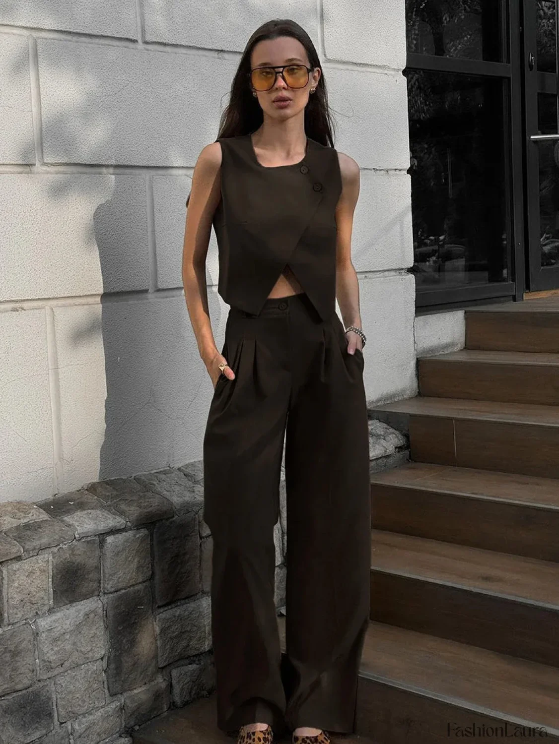 Square Collar Crop Pants Pajama Two Piece Set - Image 11