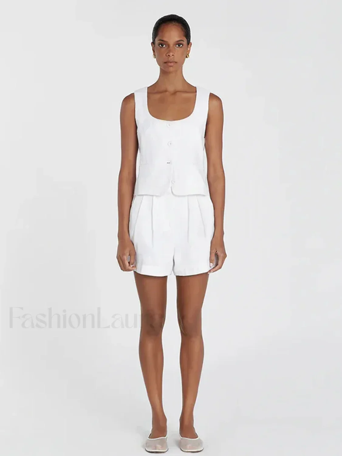 Square Collar Pajama Shorts Two Piece Set - Image 4