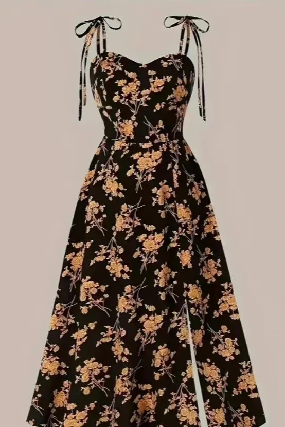 Strap Slim Bodycon Floral Dress - Image 4