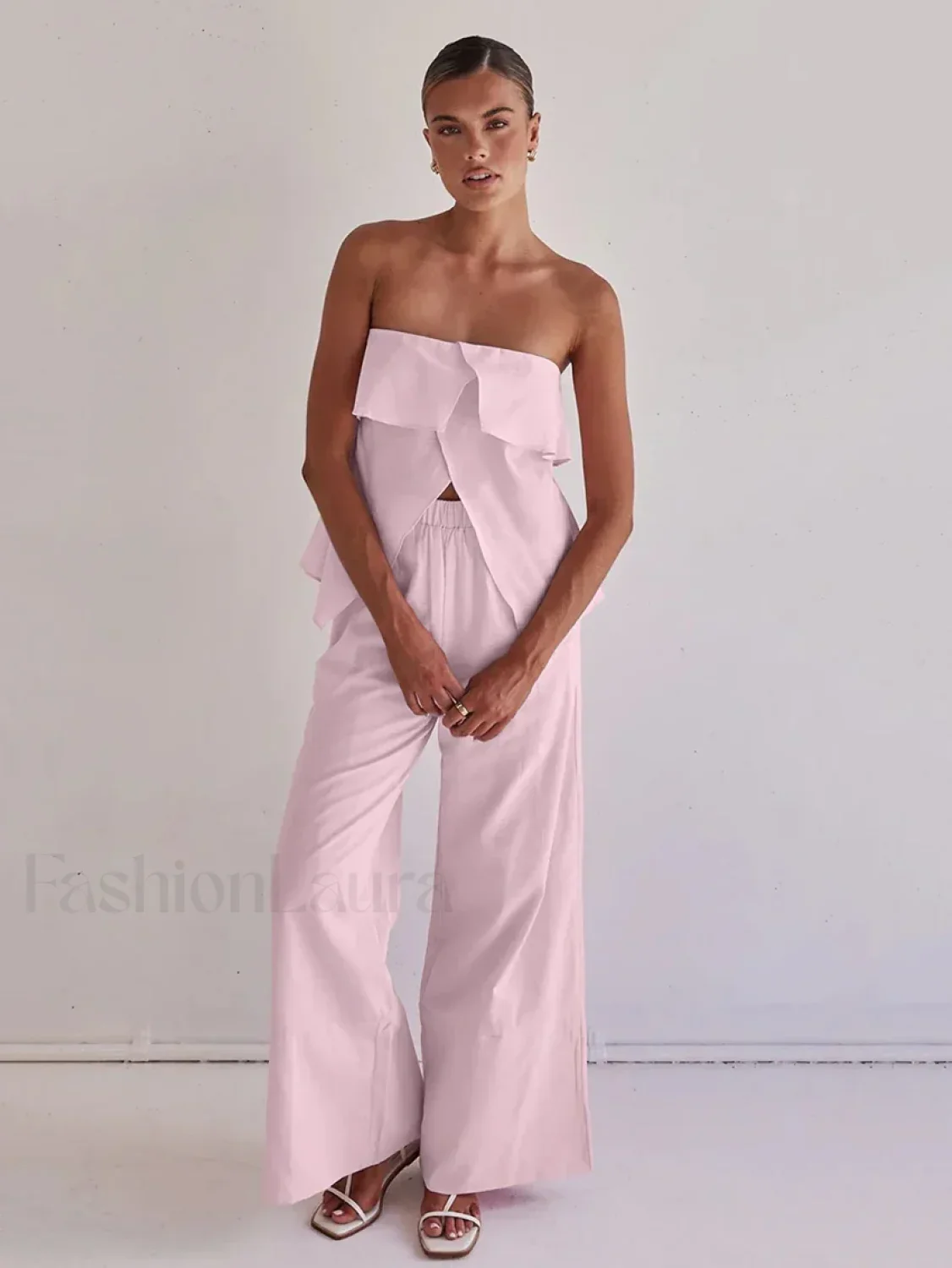 Strapless Backless Pajama Pants Two Piece Set - Image 10