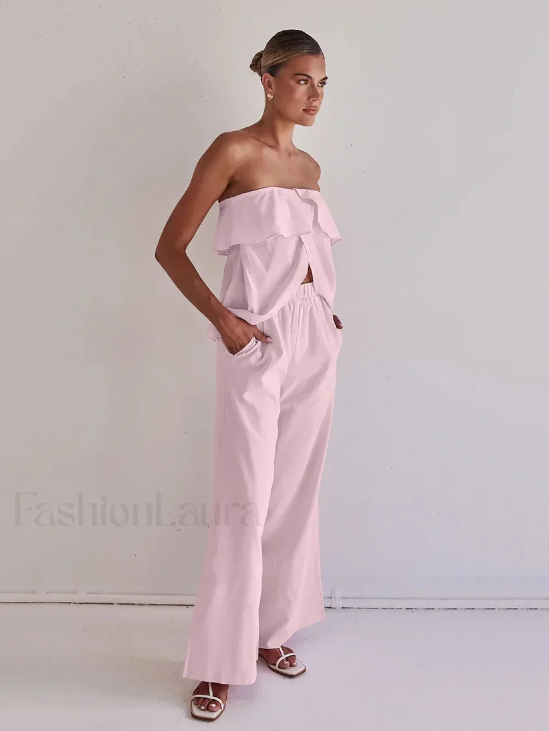 Strapless Backless Pajama Pants Two Piece Set - Image 8