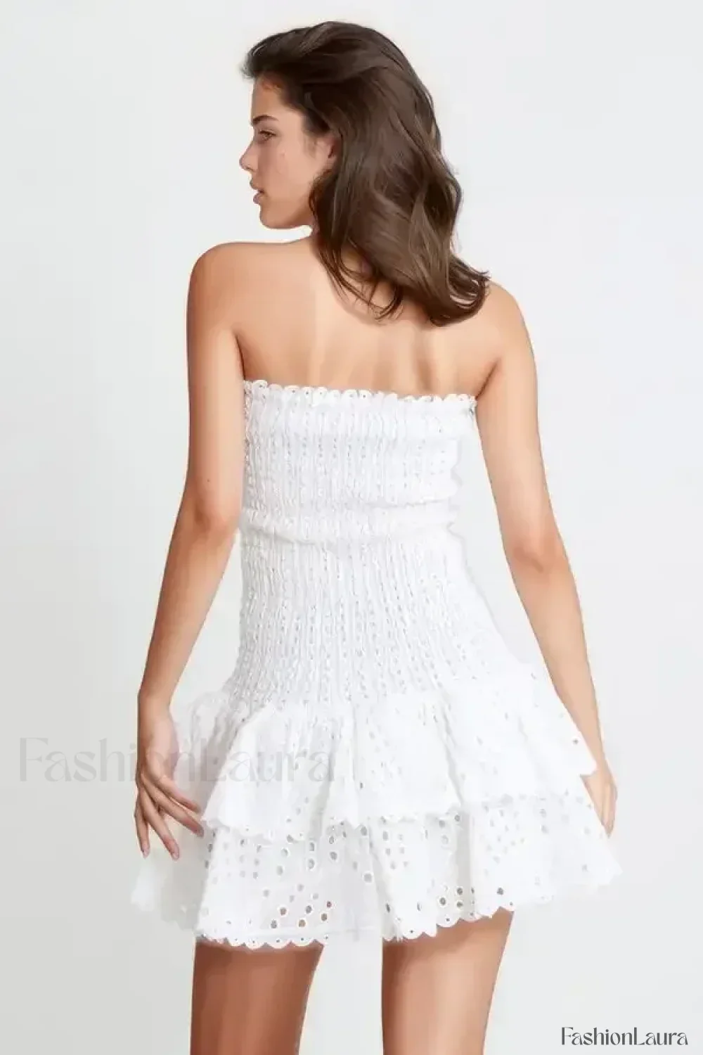 Strapless Flower Embroidery Mini Dress - Image 12
