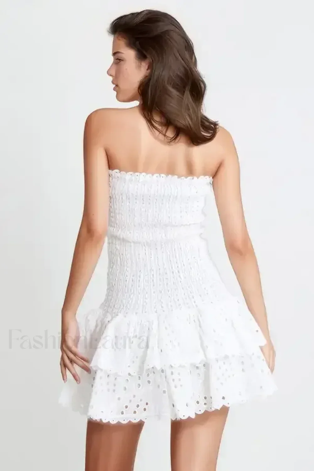 Strapless Flower Embroidery Mini Dress - Image 7