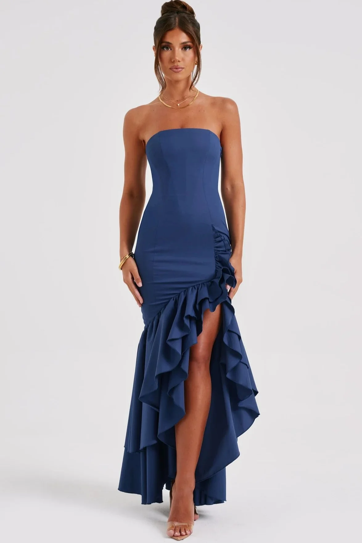 Strapless High Slit Backless Bodycon Slim Fit Elegant Prom Dress - Image 7