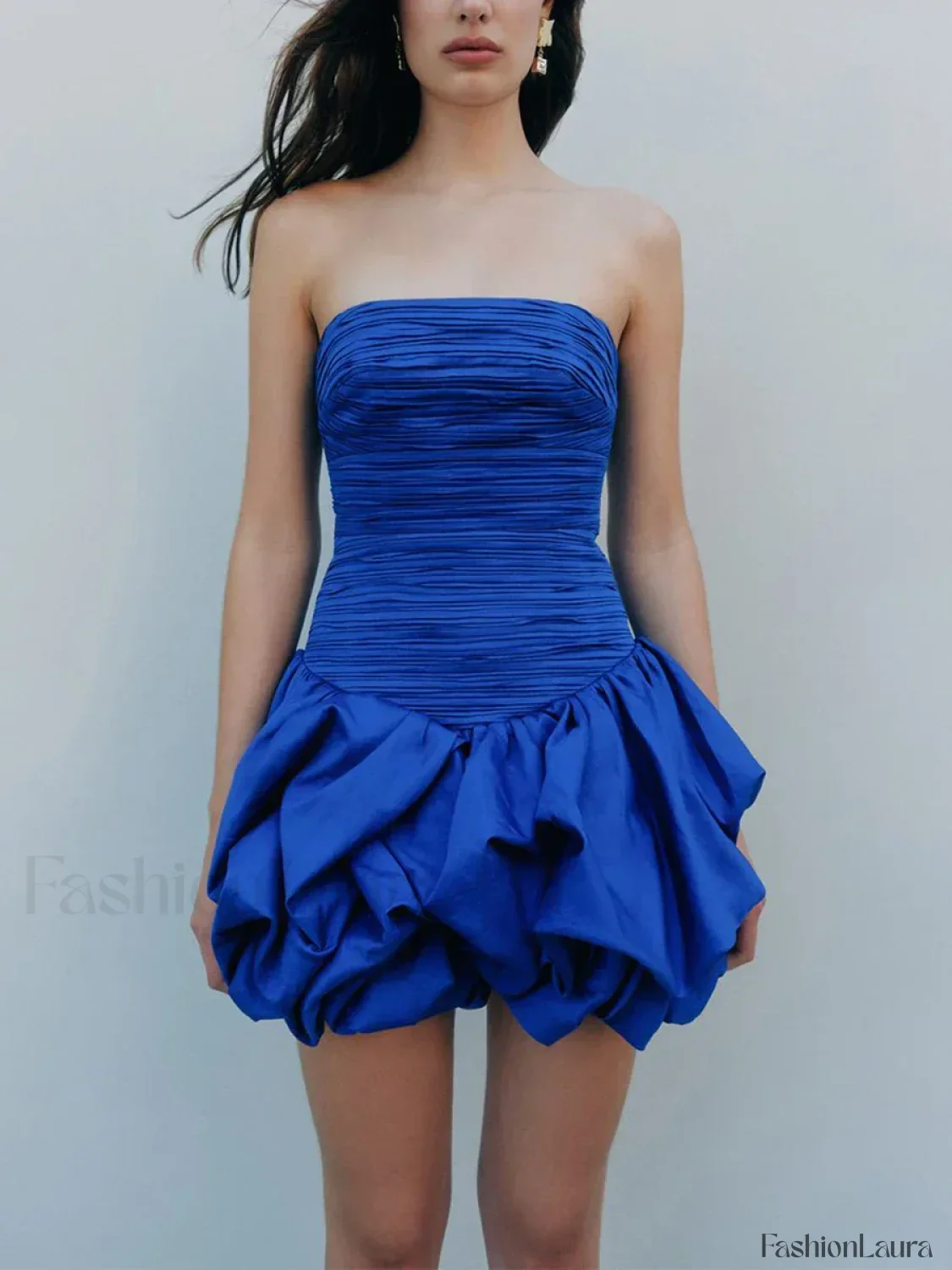 Strapless High-Waist Floral Dress - Image 9