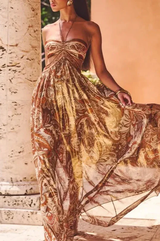 Strapless Lace Up Pleated Boho Dress - Image 3