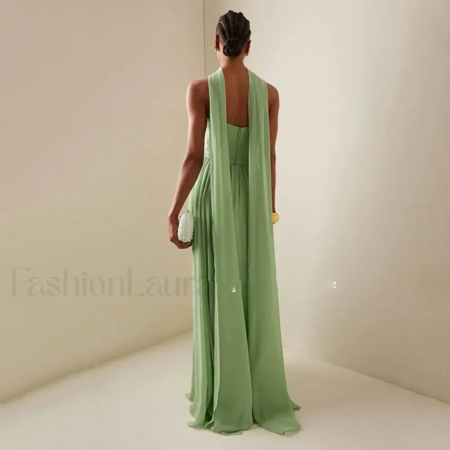 Strapless Pleat Chiffon Maxi Dress - Image 6