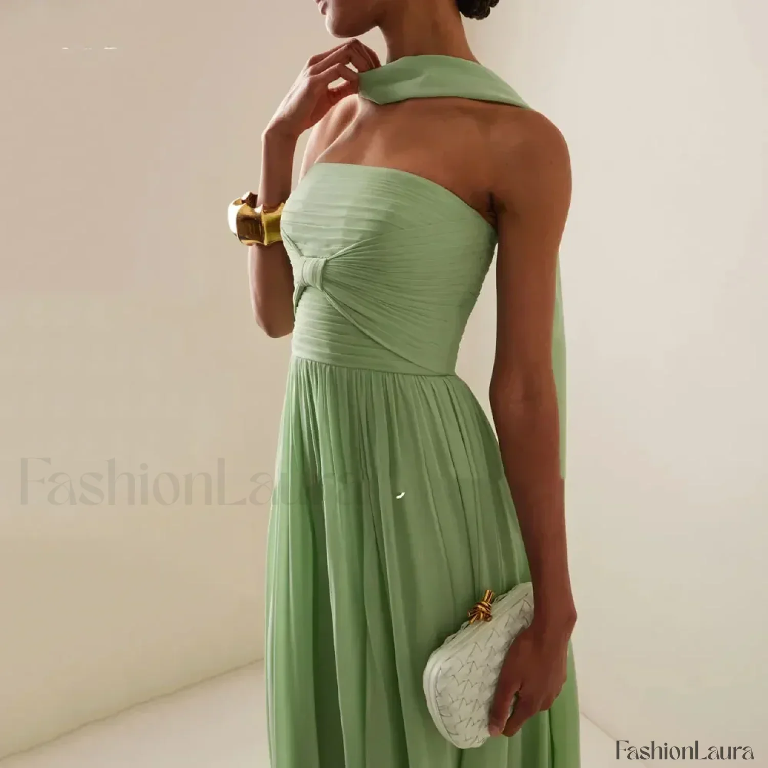 Strapless Pleat Chiffon Maxi Dress - Image 7