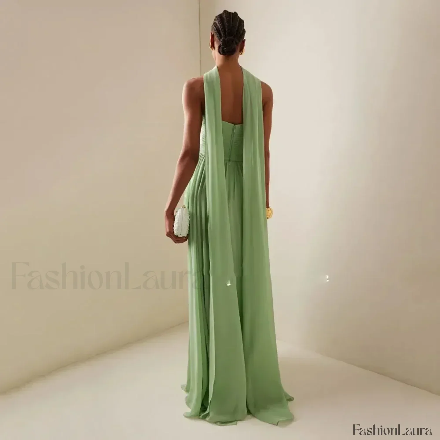 Strapless Pleat Chiffon Maxi Dress - Image 8