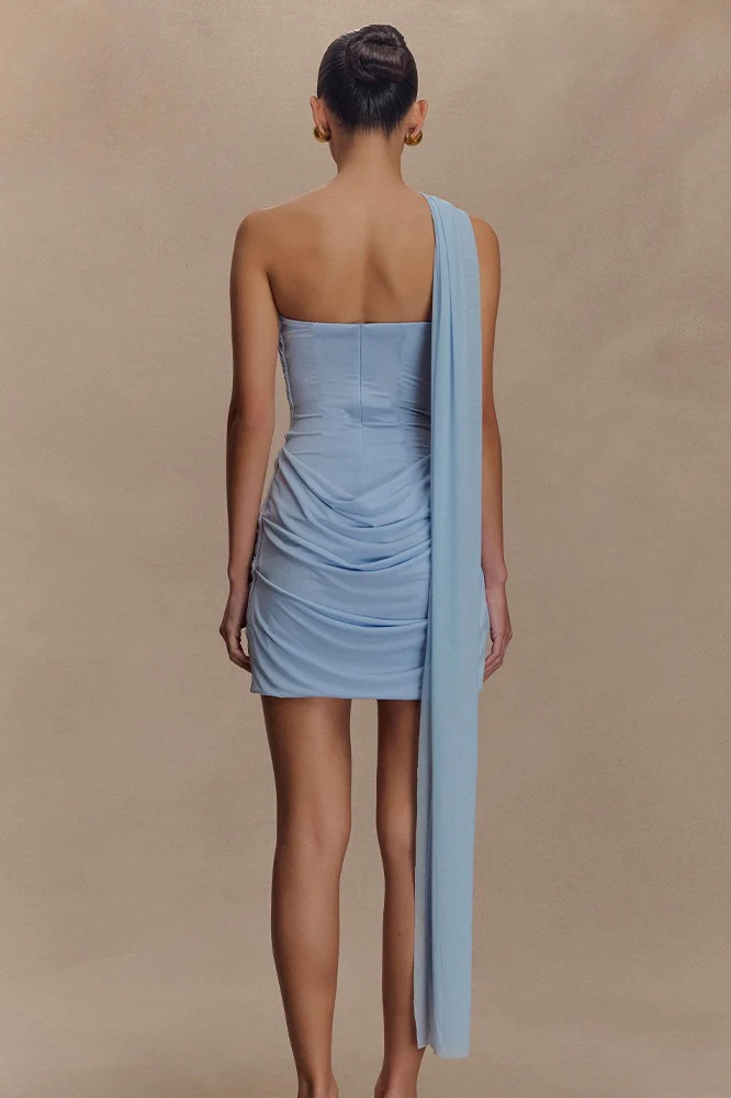 Strapless Ruched Bodycon Mini Party Dress - Image 4