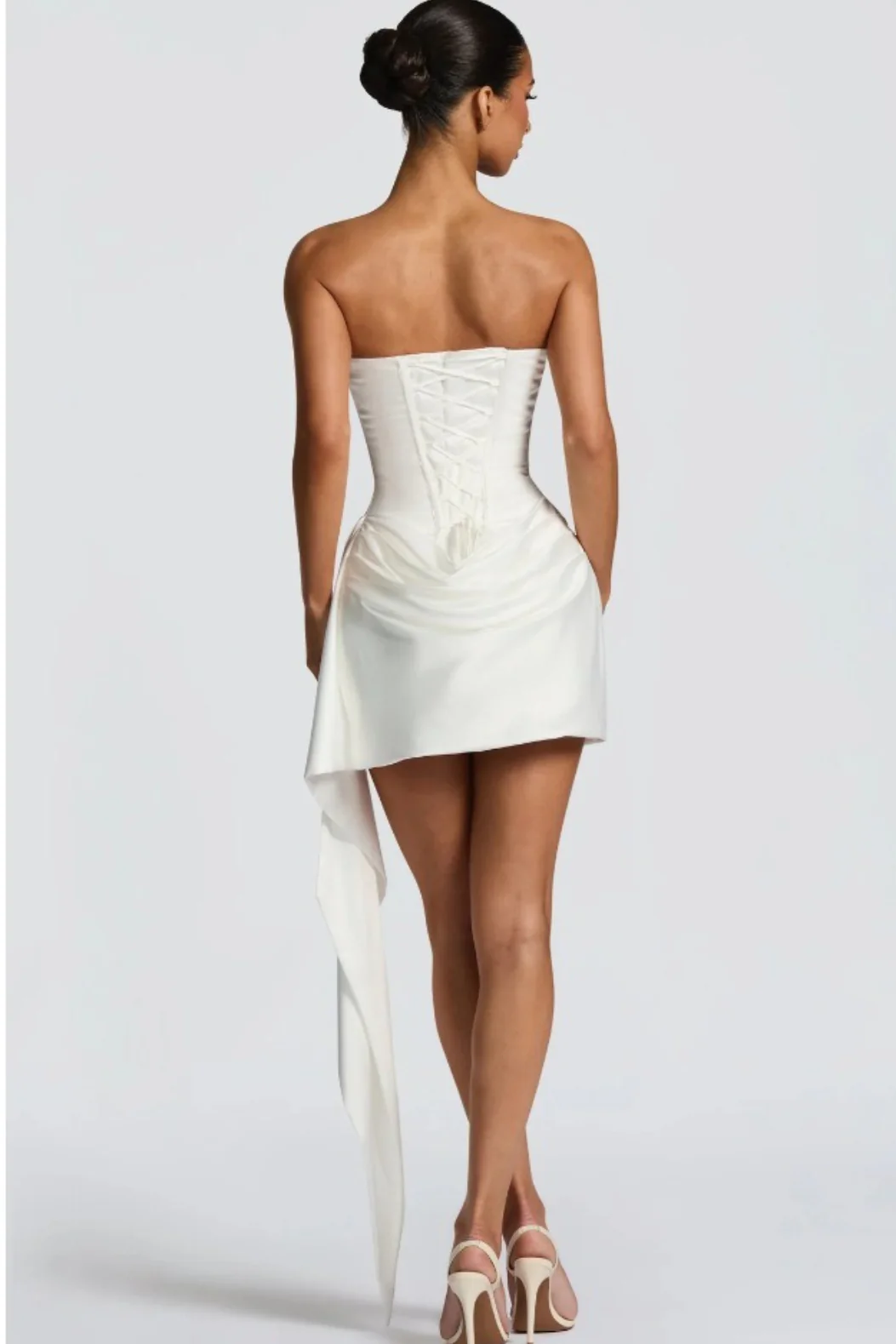 Strapless Scarf Detail Bodycon Sexy Mini Dress - Image 9