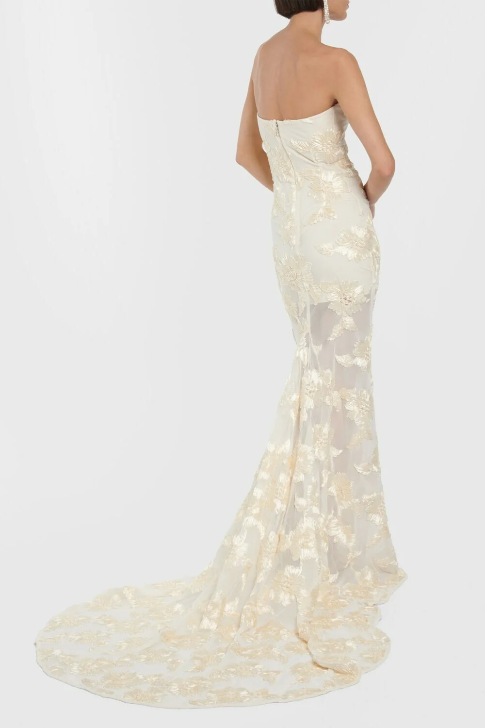 Strapless Slim Fit Floor Length Mesh Prom Dress - Image 3
