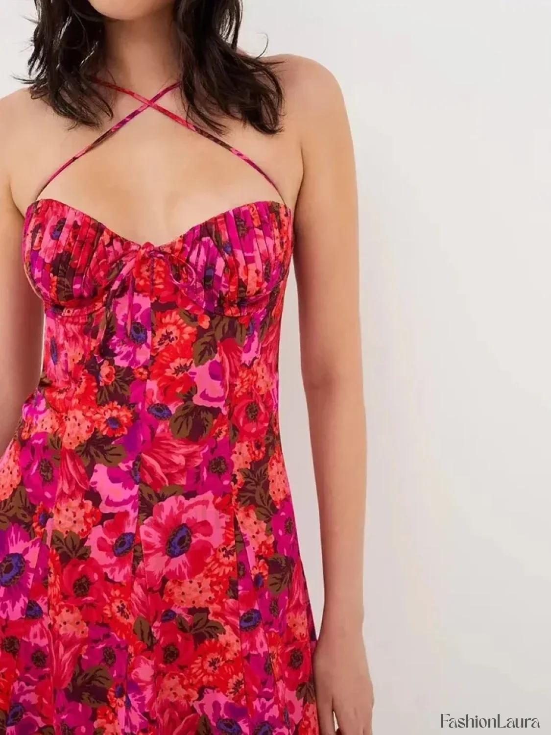 Strappy Ruffled Halter Floral Dress - Image 17