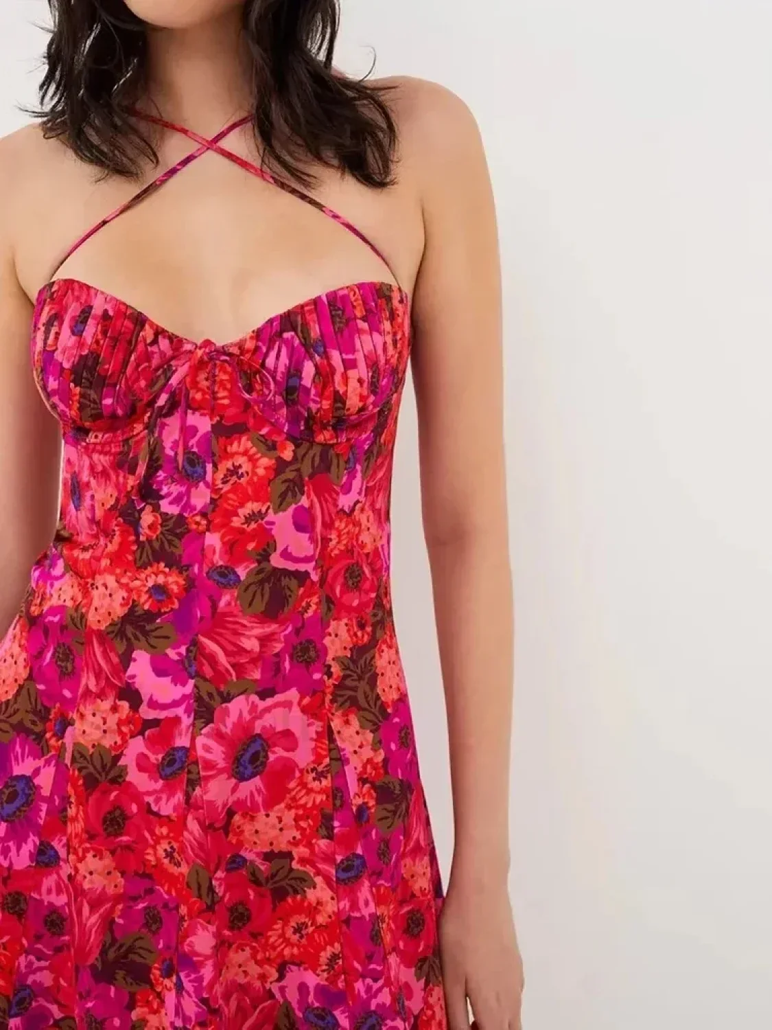 Strappy Ruffled Halter Floral Dress - Image 8