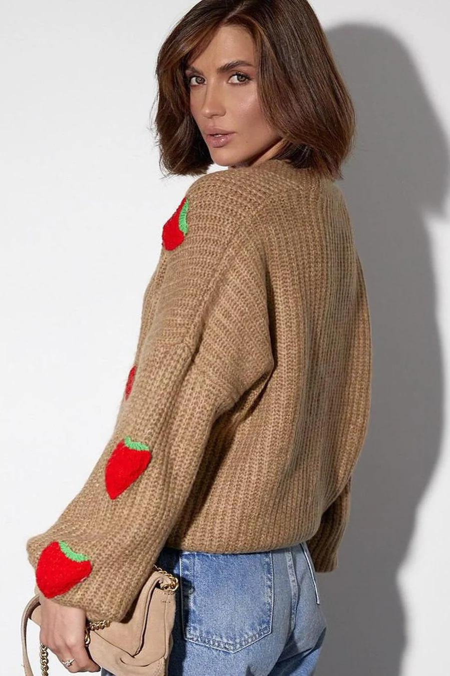 Strawberry Appliqué Chunky Knit Sweater - Image 18