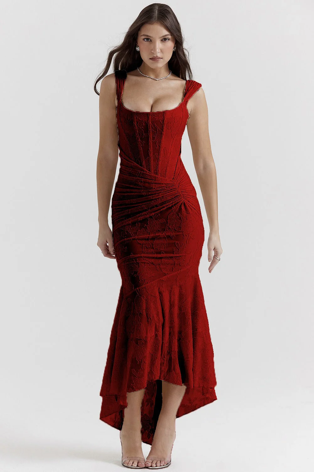 Stretch Mesh Jacquard Mermaid Formal Dress - Image 10