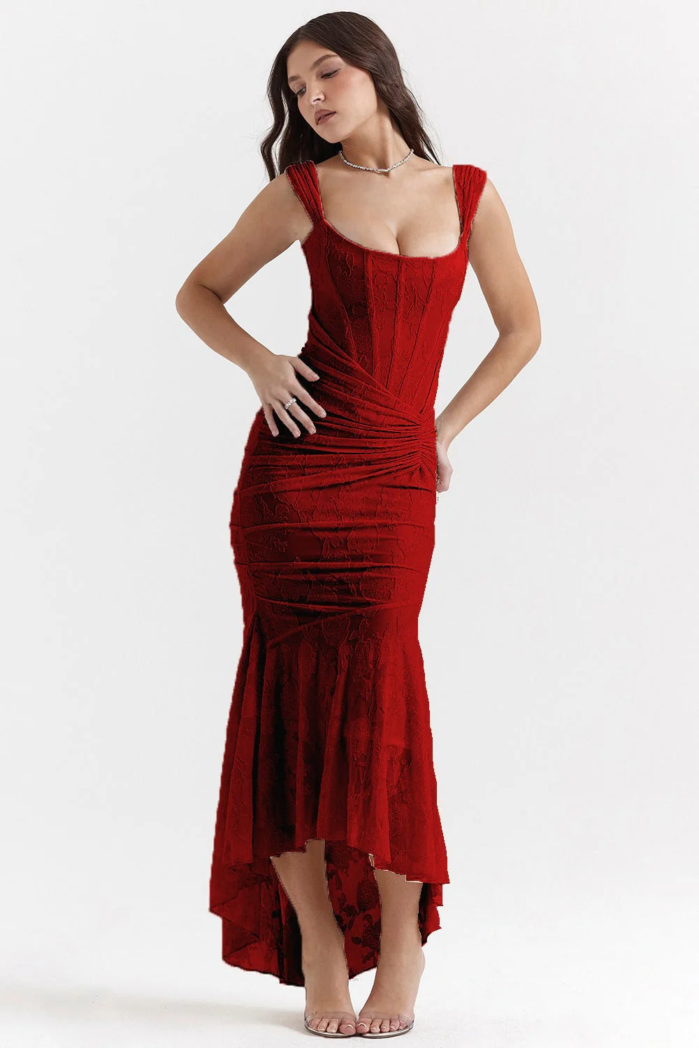 Stretch Mesh Jacquard Mermaid Formal Dress - Image 11