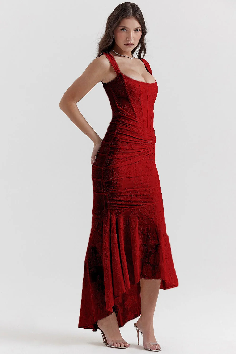 Stretch Mesh Jacquard Mermaid Formal Dress - Image 13