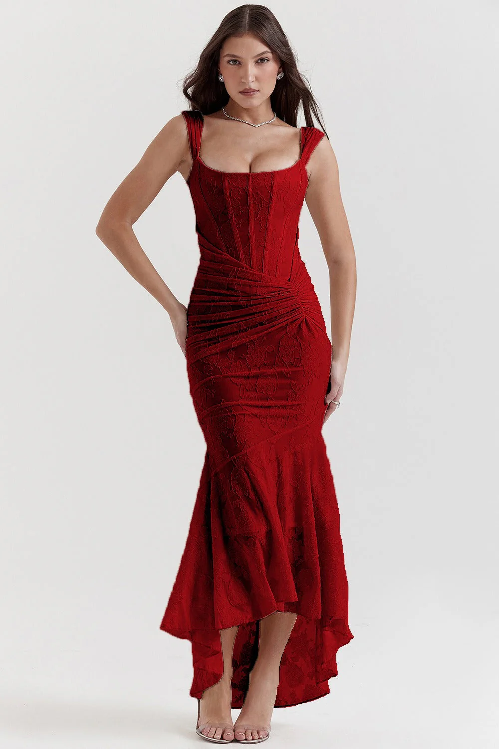 Stretch Mesh Jacquard Mermaid Formal Dress - Image 14