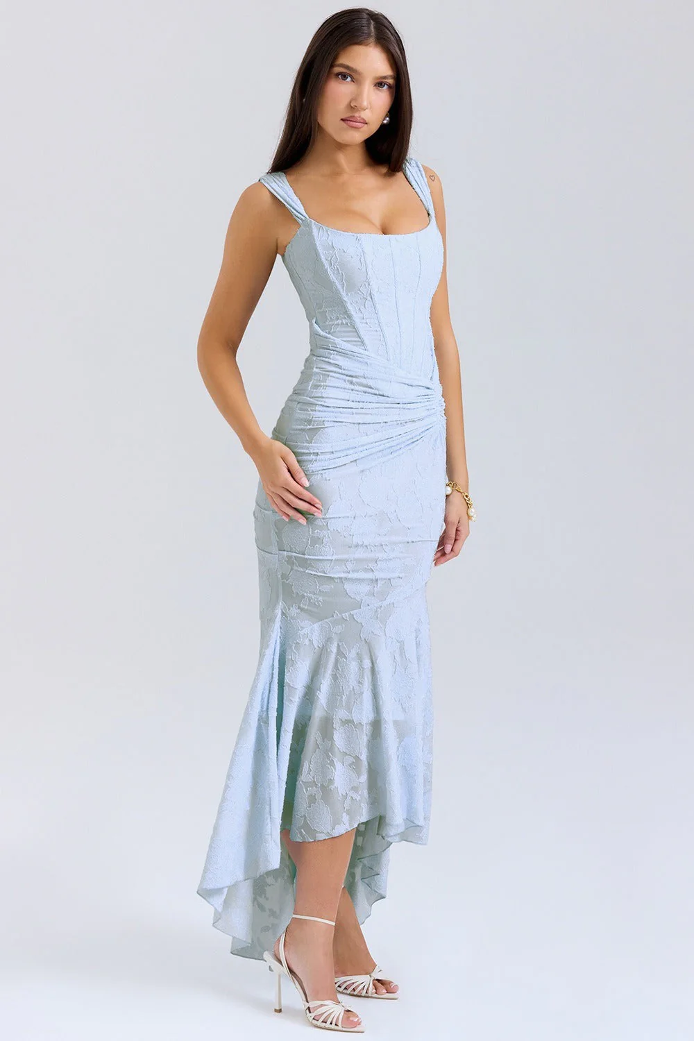 Stretch Mesh Jacquard Mermaid Formal Dress - Image 3