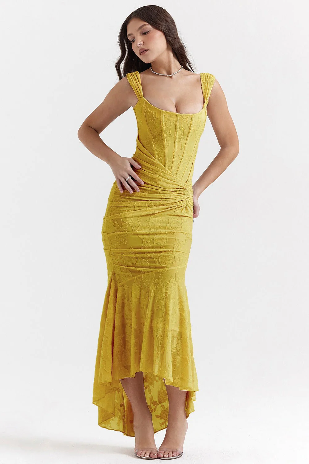 Stretch Mesh Jacquard Mermaid Formal Dress - Image 7