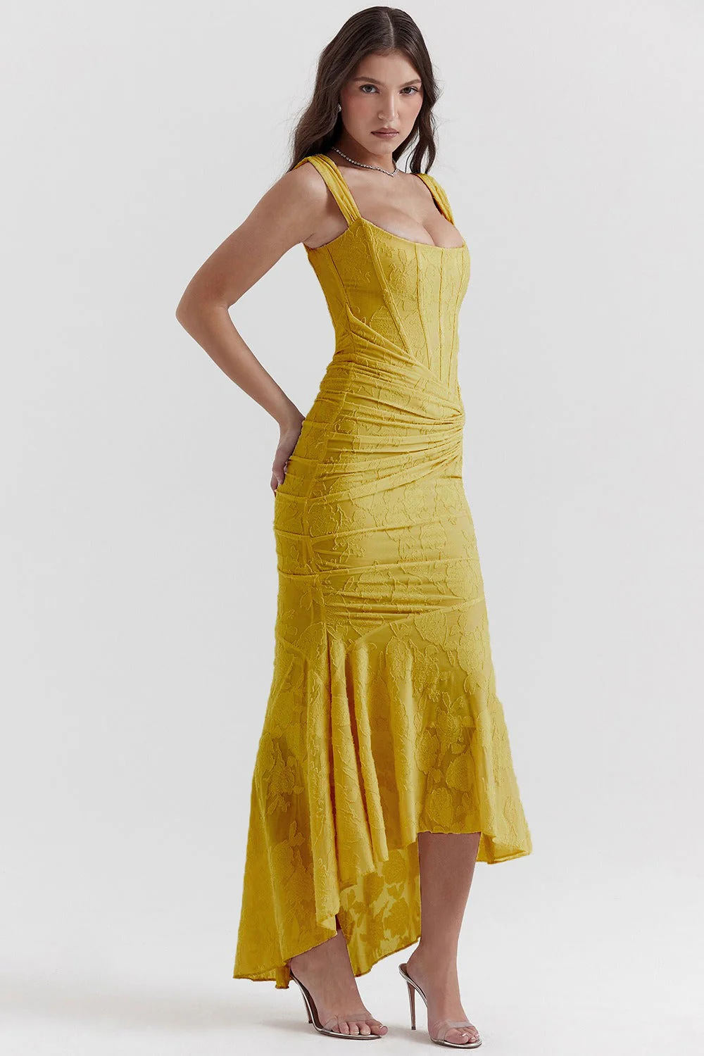 Stretch Mesh Jacquard Mermaid Formal Dress - Image 9