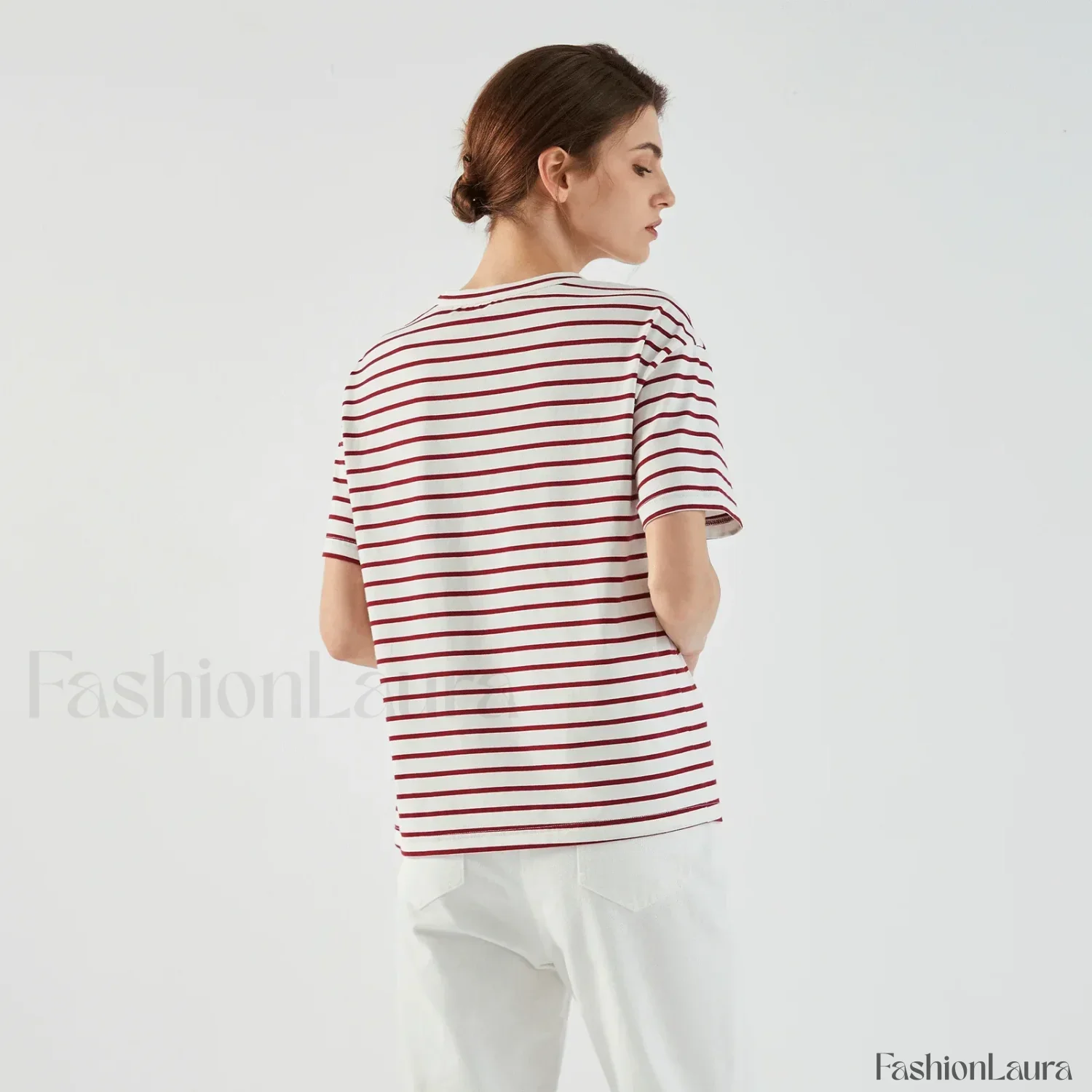 Stripe Cotton Crop Top Casual T-Shirt - Image 11