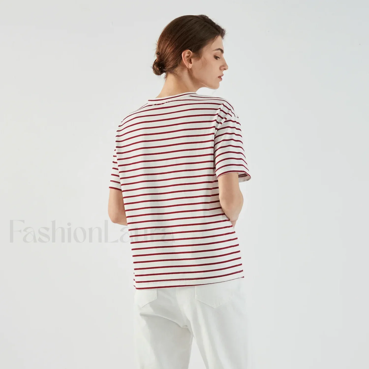 Stripe Cotton Crop Top Casual T-Shirt - Image 5