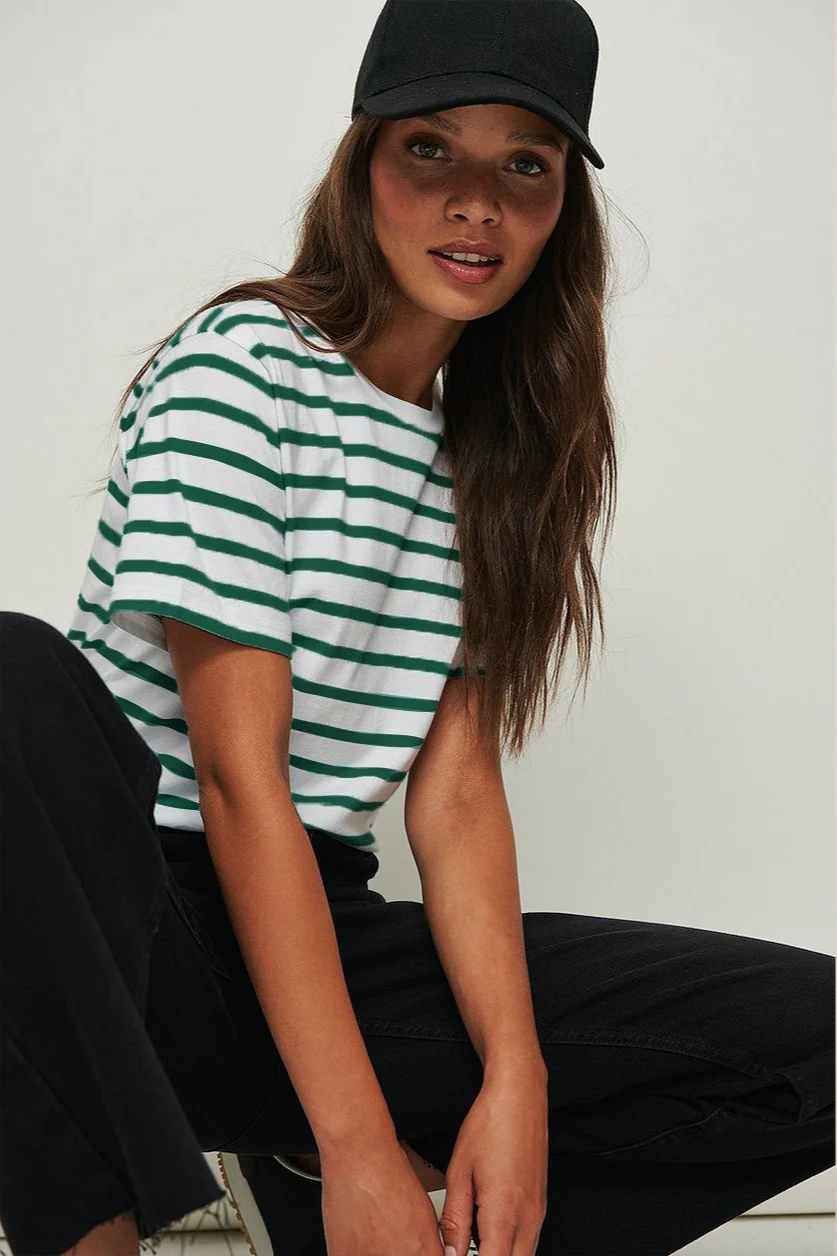 Striped Crew Neck Short Sleeve Tee - Image 4