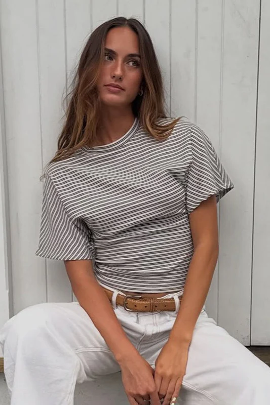 Striped Crew Neck Slim Fit Short Sleeve Tee - Image 4