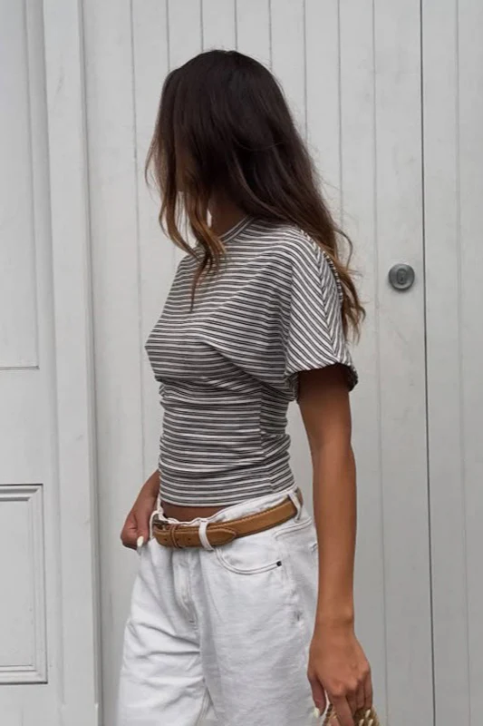 Striped Crew Neck Slim Fit Short Sleeve Tee - Image 5