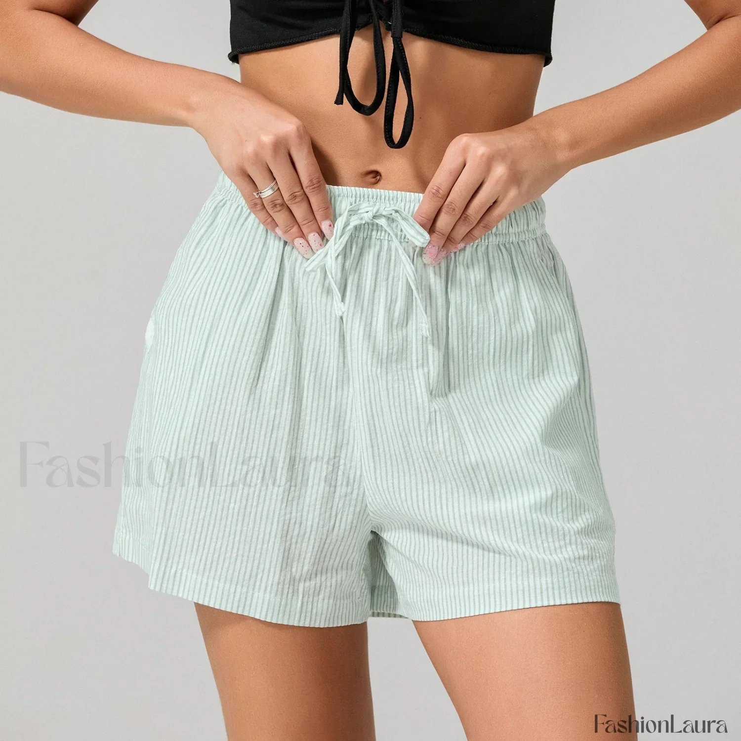 Striped Loose Fit Wide Leg Fashion Casual Lounge Short - Image 17