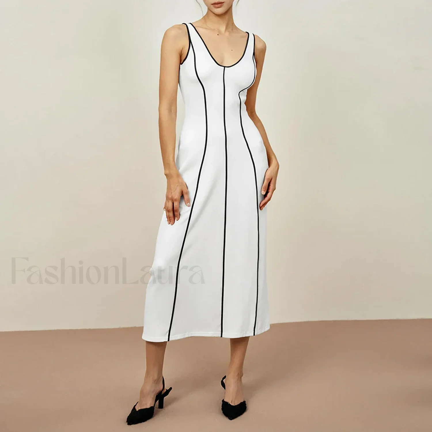 Striped Off-Shoulder Midi Dress - Image 6