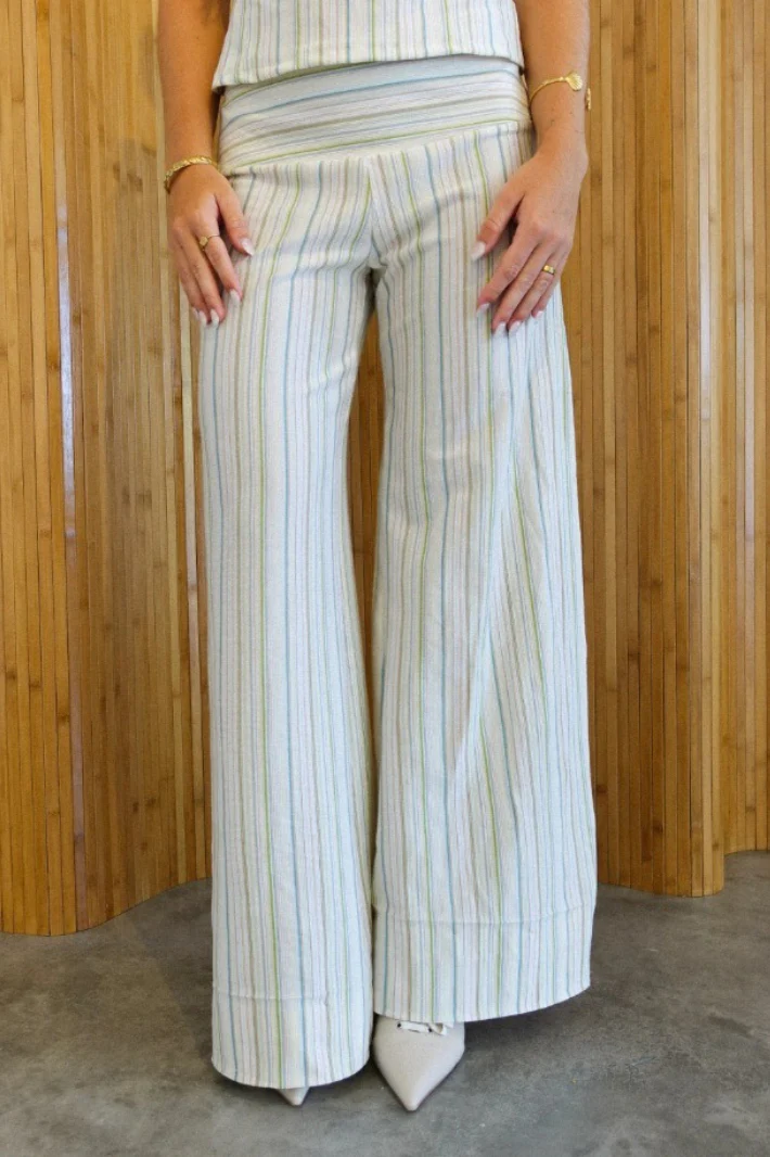 Striped Palazzo Pants Halter Top Two Piece Pants Set - Image 10