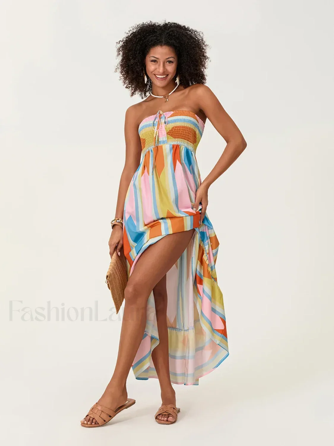 Striped Tube Top Boho Dress - Image 4