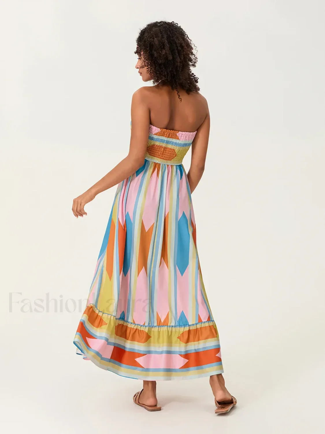 Striped Tube Top Boho Dress - Image 5