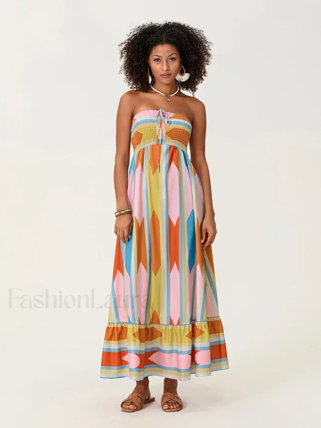 Striped Tube Top Boho Dress - Image 7