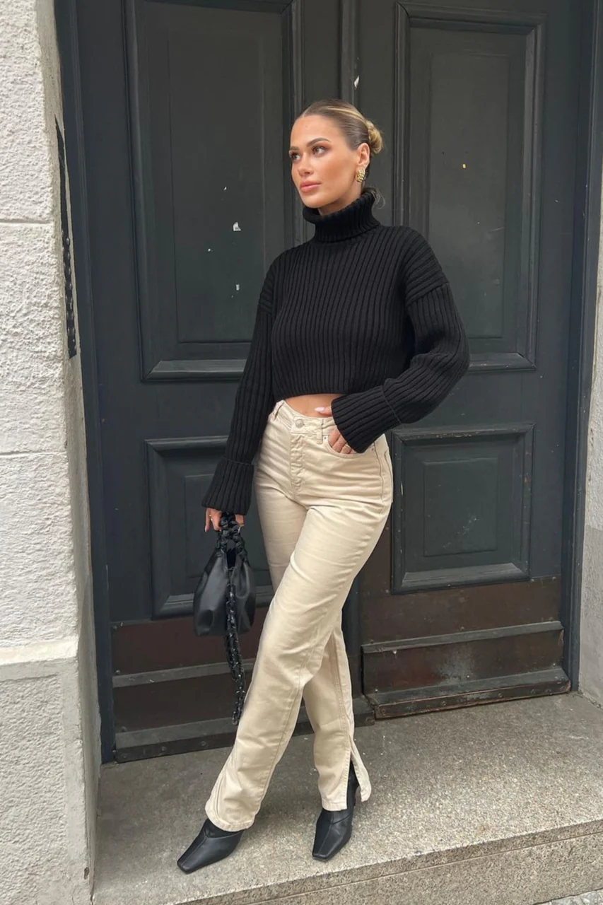Striped Turtleneck Bell Sleeve Sweater - Image 13