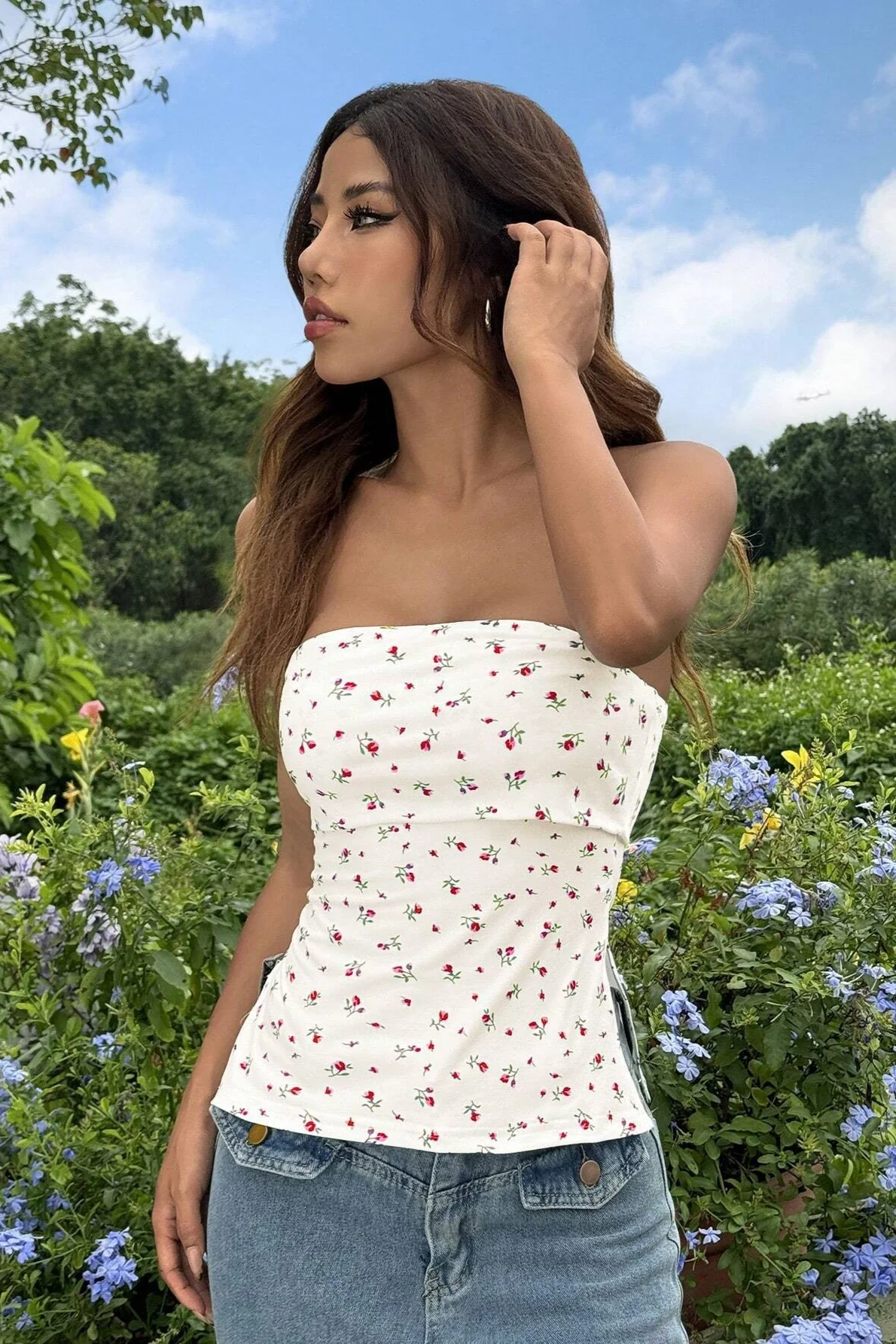 Sweet Floral Corset Tube Top - Image 4