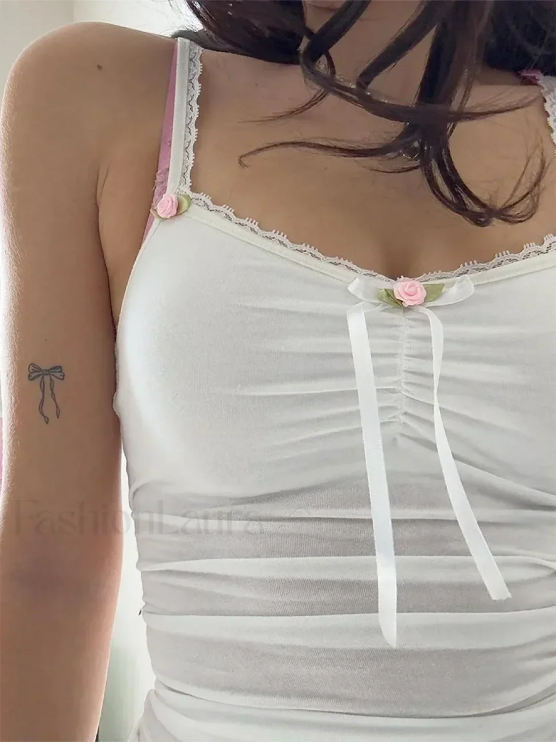 Sweetheart 3D Bow Ruched Crop Top - Image 4