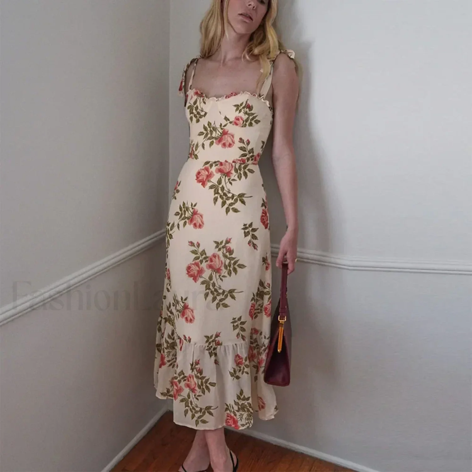 Sweetheart Tie-Strap Floral Dress - Image 15