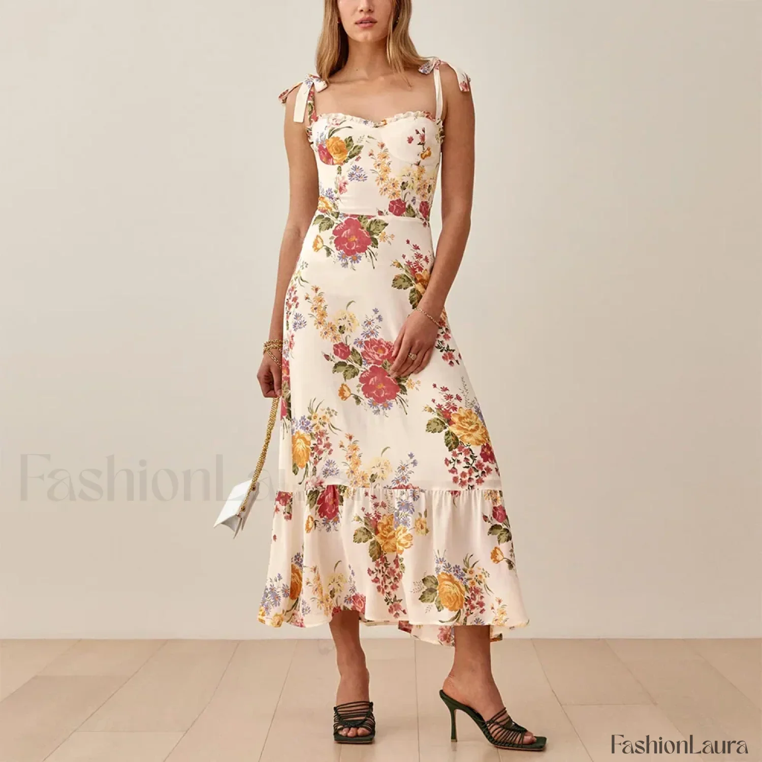 Sweetheart Tie-Strap Floral Dress - Image 54