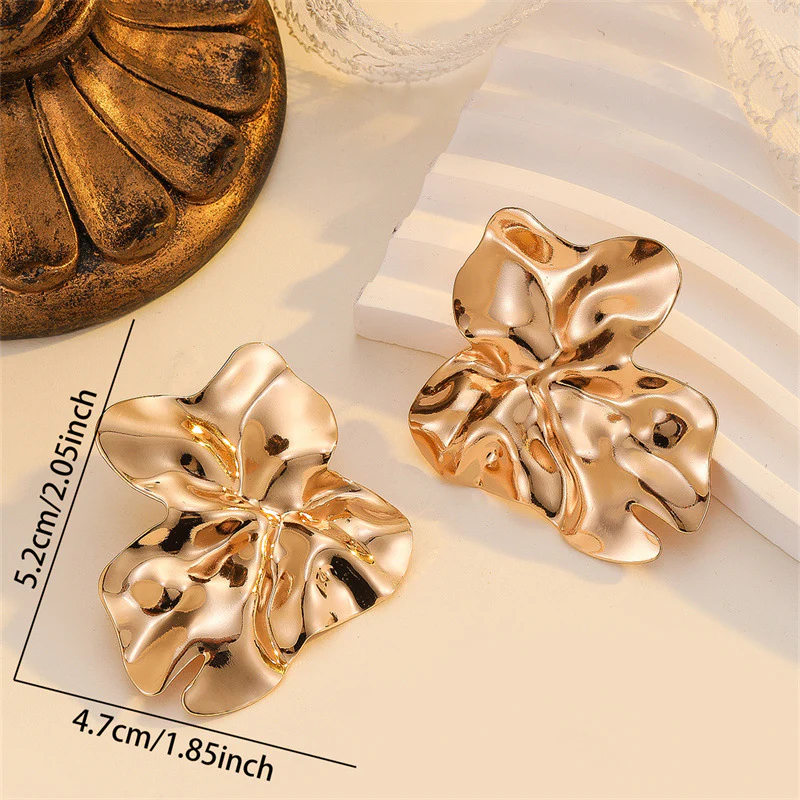 Textured Asymmetrical Geometric Earrings - Image 4