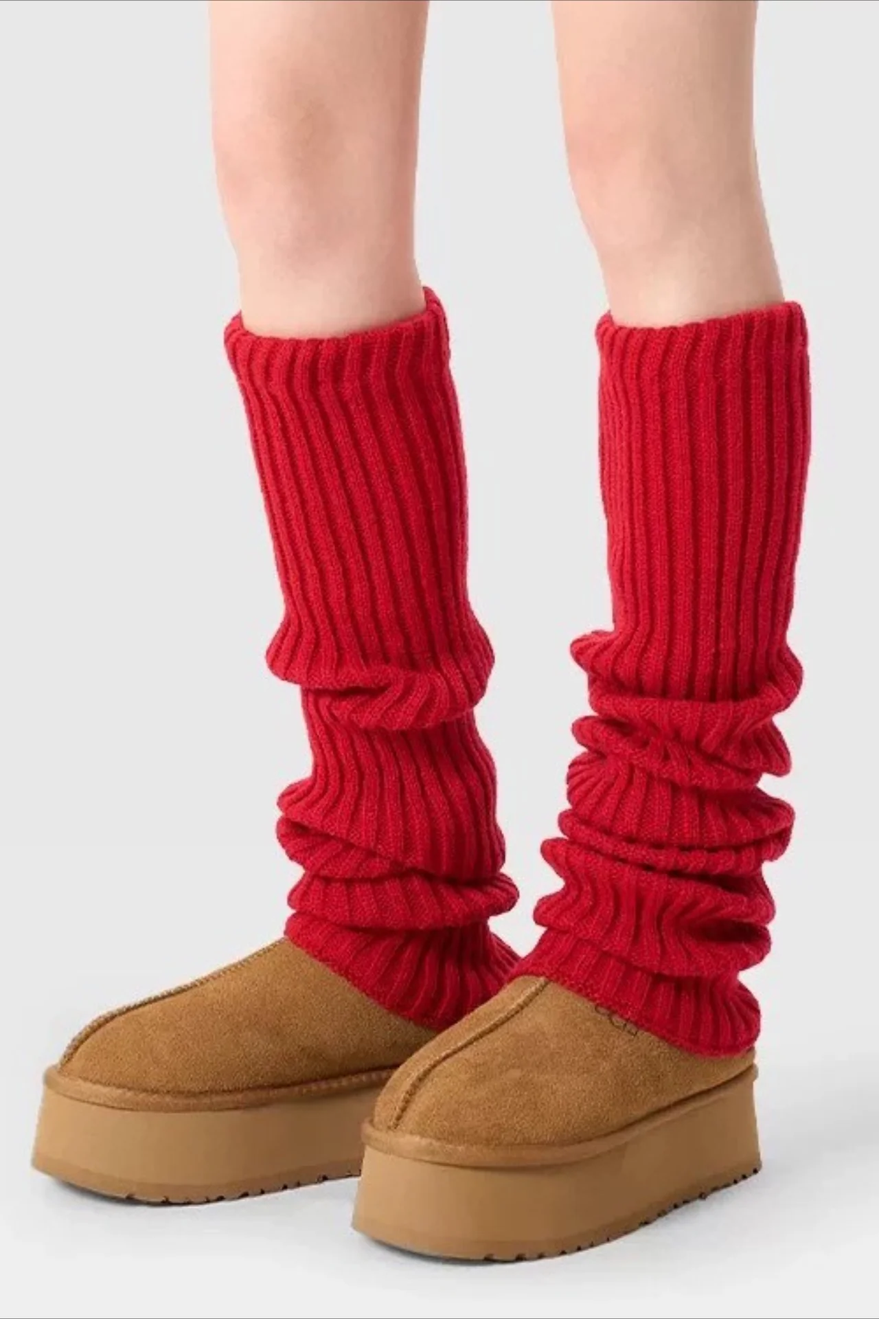 Textured Knit Bell Bottom Long Leg Warmers - Image 5