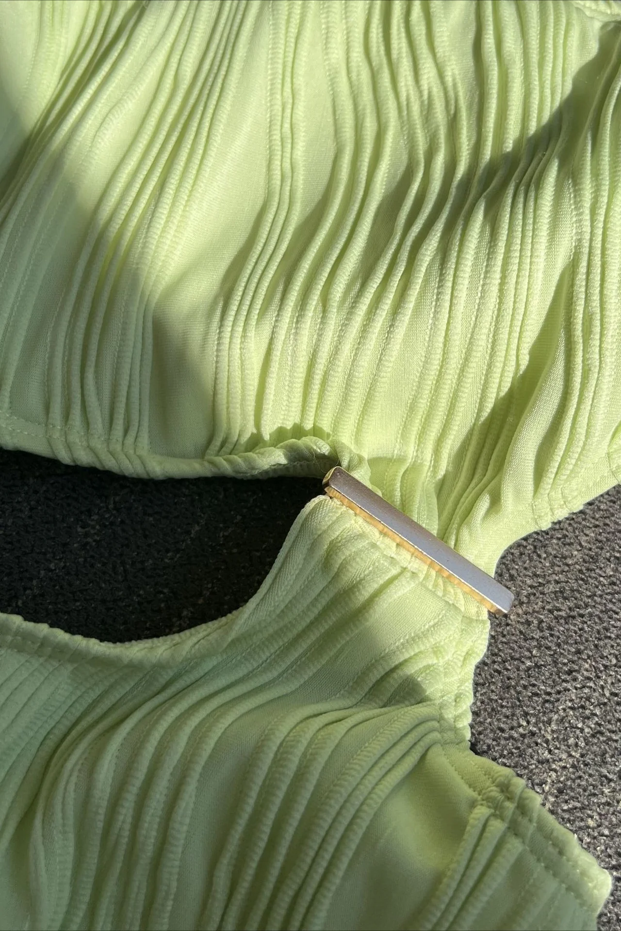 Textured Patchwork Cutout One Piece Swimwear - Image 5