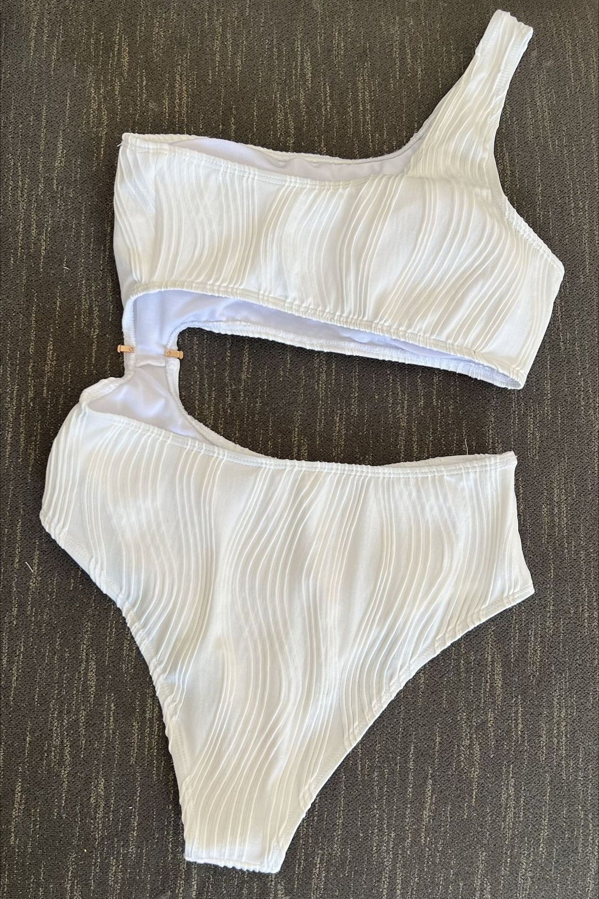 Textured Patchwork Cutout One Piece Swimwear - Image 7