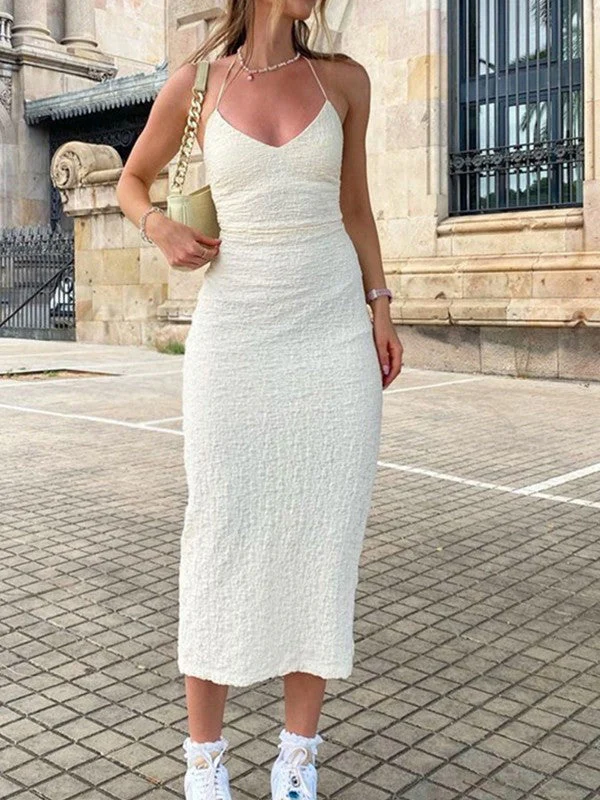 Textured Split Halter Maxi Dress - Image 6