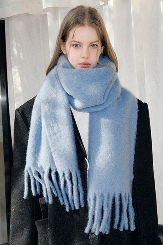 Thick Mohair Fringe Shawl Scarf - Image 6